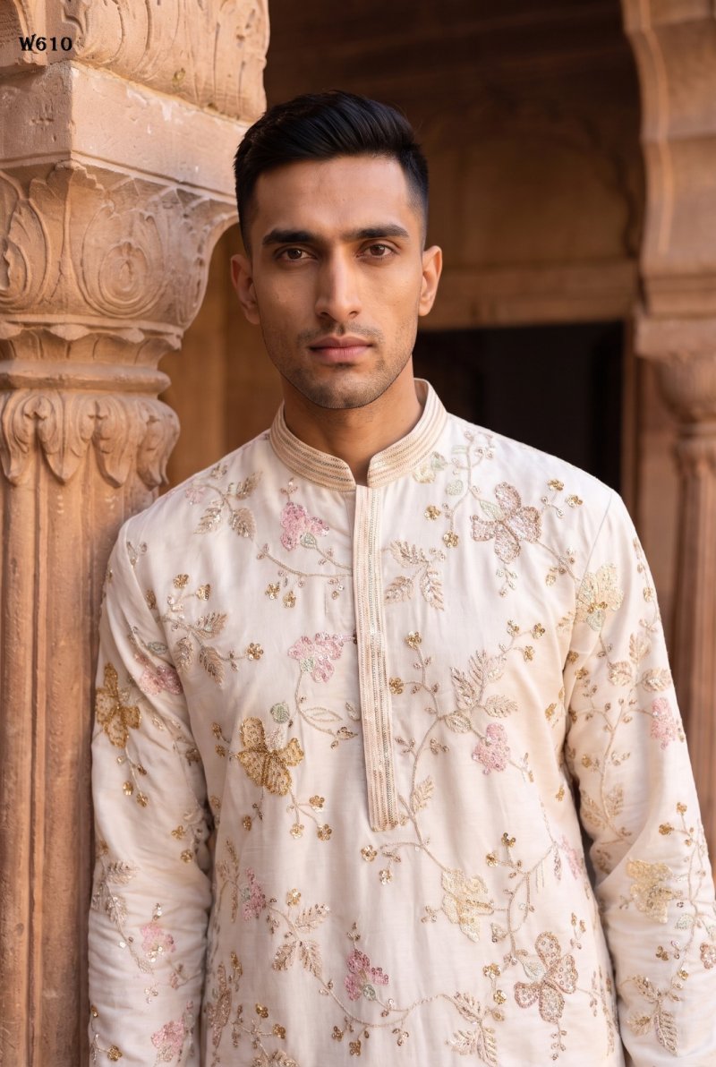 Outluk Wedding Vol 60 Silk Mens Kurta With Pajama 